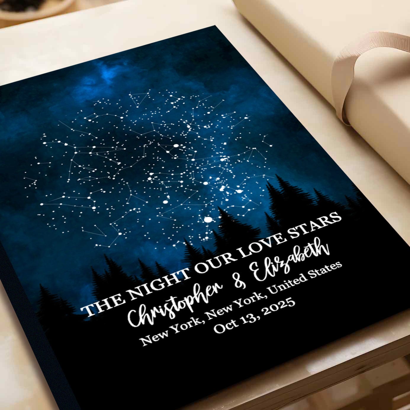 Our Starry Night Custom Star Map Premium Canvas