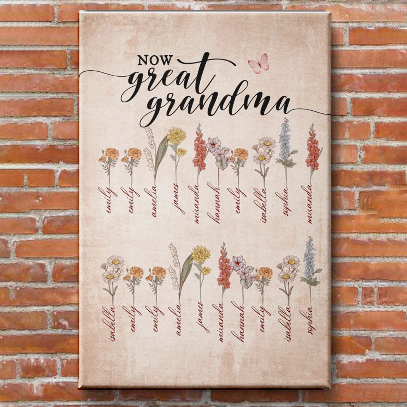 Mom - Grandma - Great Grandma Birth Flower Premium Canvas Set