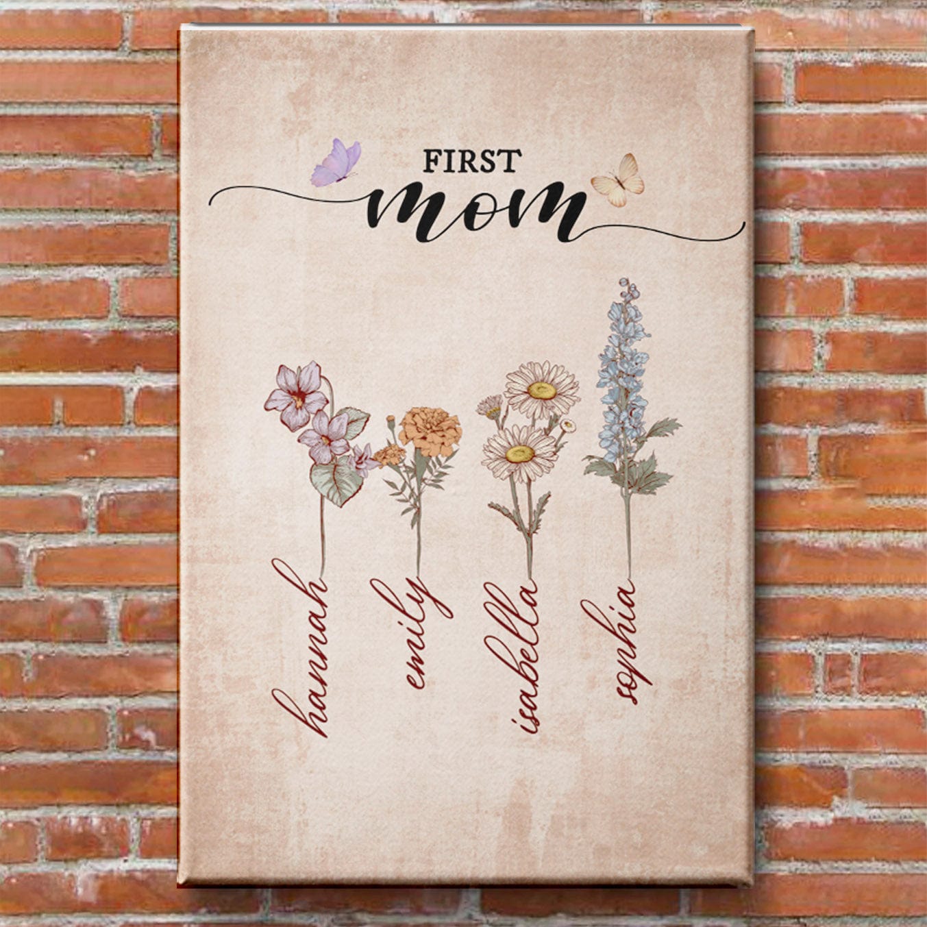 Mom - Grandma - Great Grandma Birth Flower Premium Canvas Set