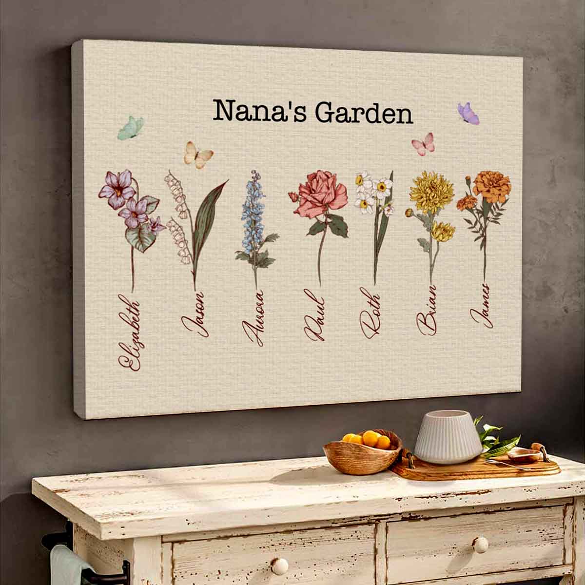 Mom Grandma's Garden - Personalized Birth Flowers Canvas