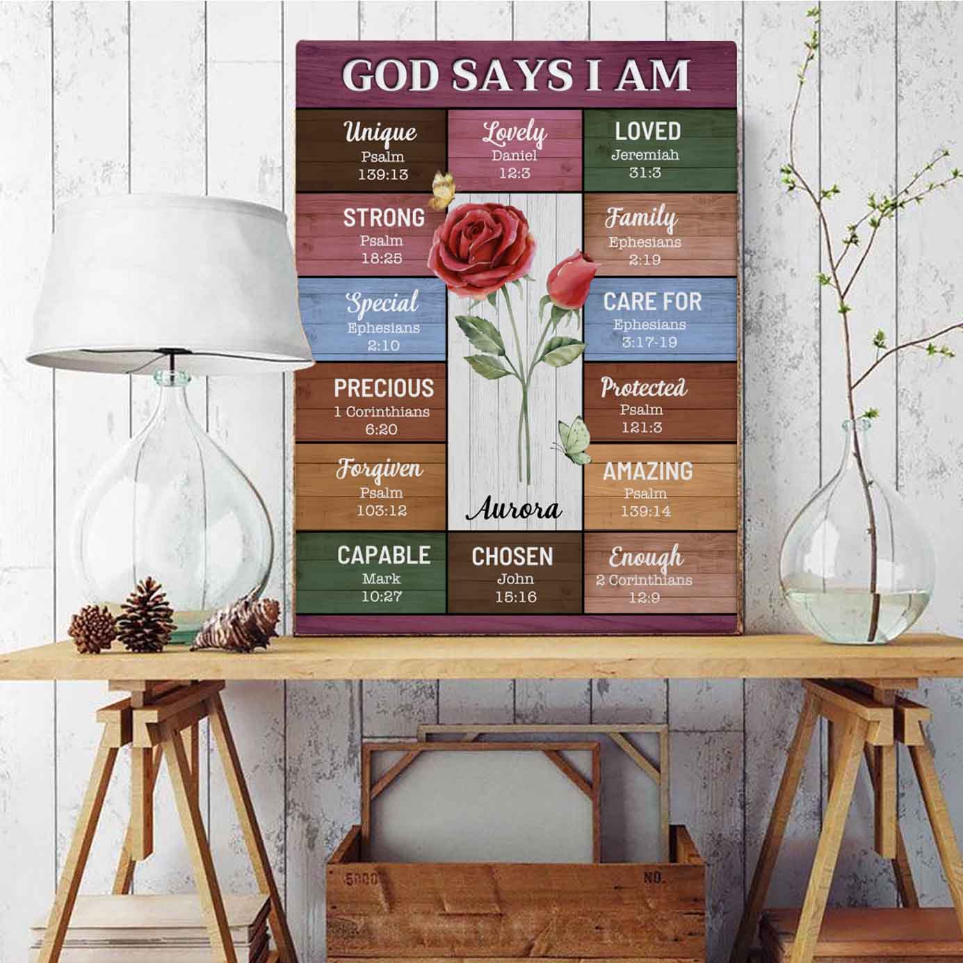 God Say I Am | Personalized Birth Flower Affirmation Canvas