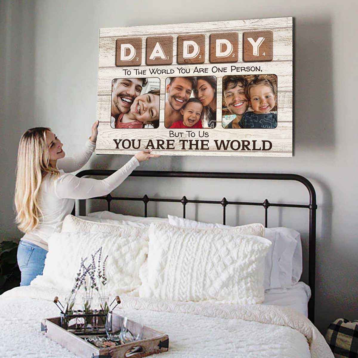 Daddy Grandpa You Are The World Custom Canvas Print