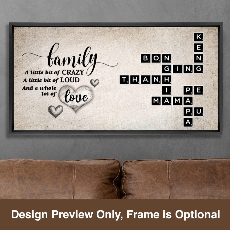 Whole Lots of Love Custom Family Canvas Crossword Art