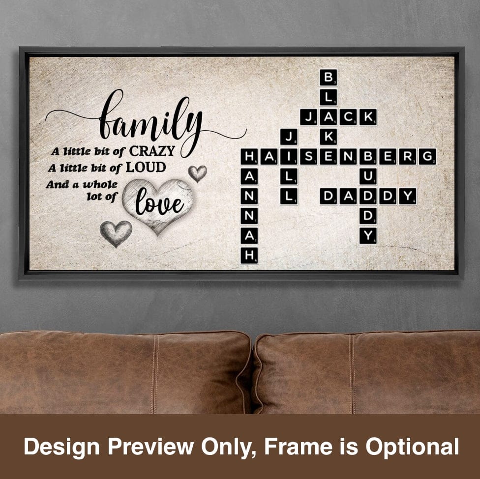 Whole Lots of Love Custom Family Canvas Crossword Art