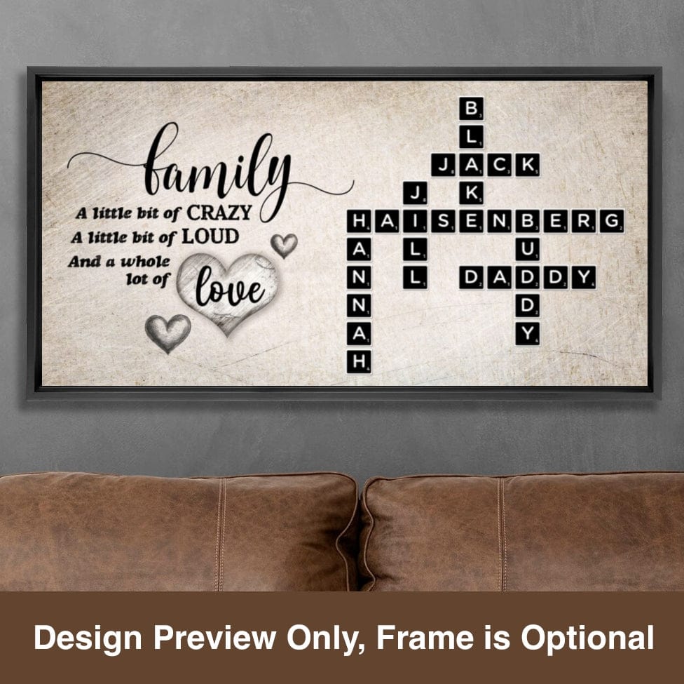 Whole Lots of Love Custom Family Canvas Crossword Art