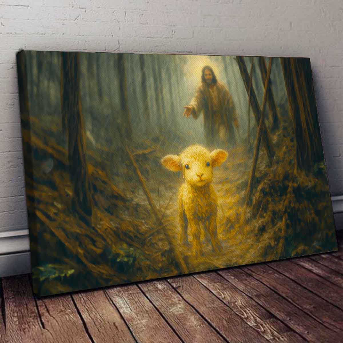 The Lost Sheep Premium Canvas Jesus Leaving the 99 for The One