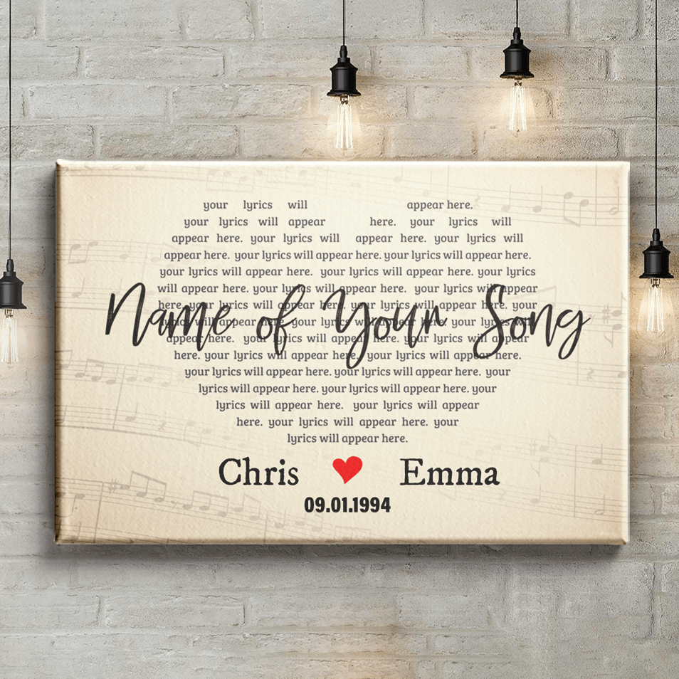 Heart Shaped Song Lyrics On Canvas Custom Wall Art