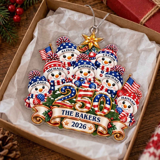 Snowman 250 Years Of Freedom America Anniversary - Custom Shaped Acrylic Ornament