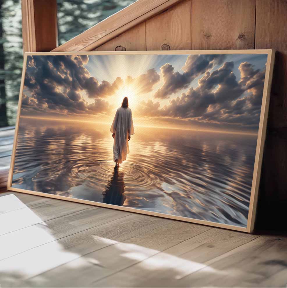 Jesus Walking On Water Premium Canvas