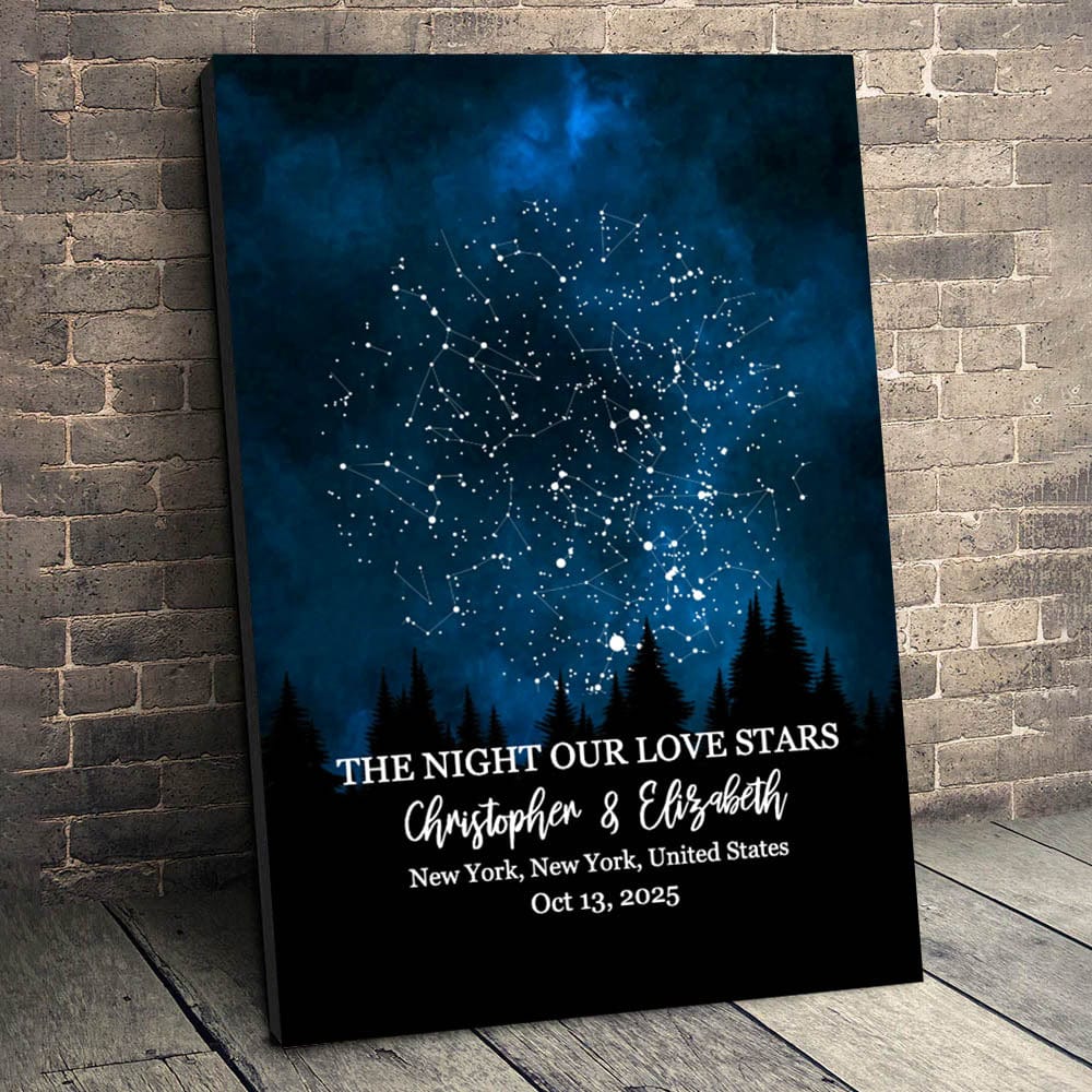 Our Starry Night Custom Star Map Premium Canvas