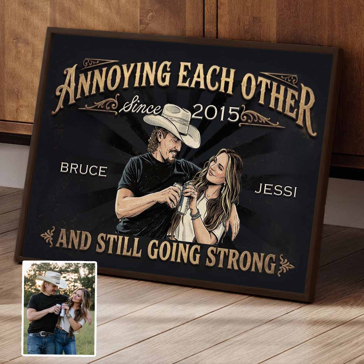 Annoying Each Other Custom Couple Art Canvas