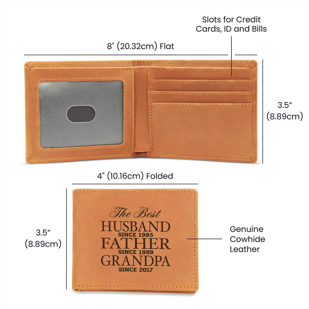 The Best Husband Father Grandpa Personalized Leather Wallet