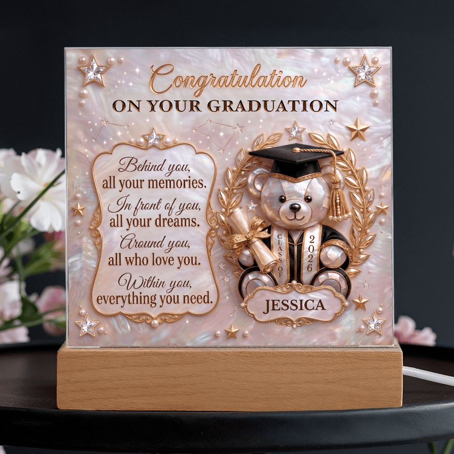 Graduation Bear Custom Printed Acrylic Keepsake Plaque