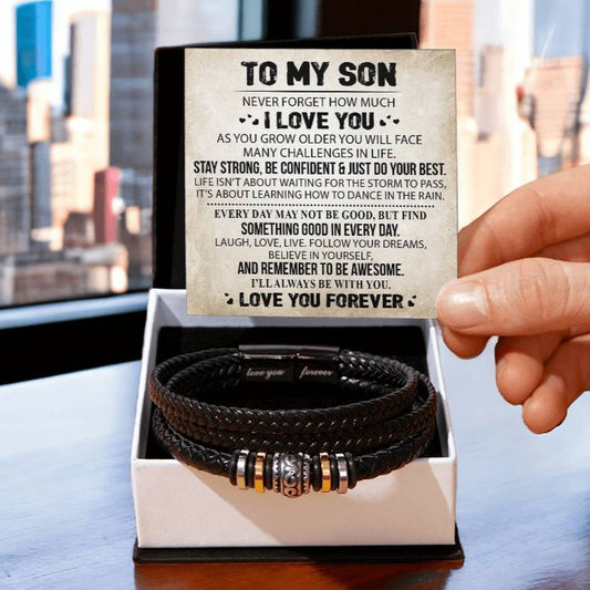 As You Grow Older | To My Son Leather Bracelet