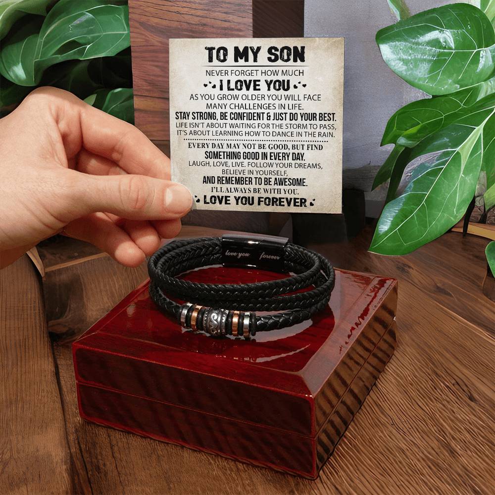 As You Grow Older | To My Son Leather Bracelet