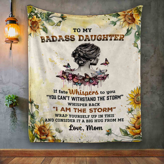 Badass Daughter Sherpa Custom Blanket Gift