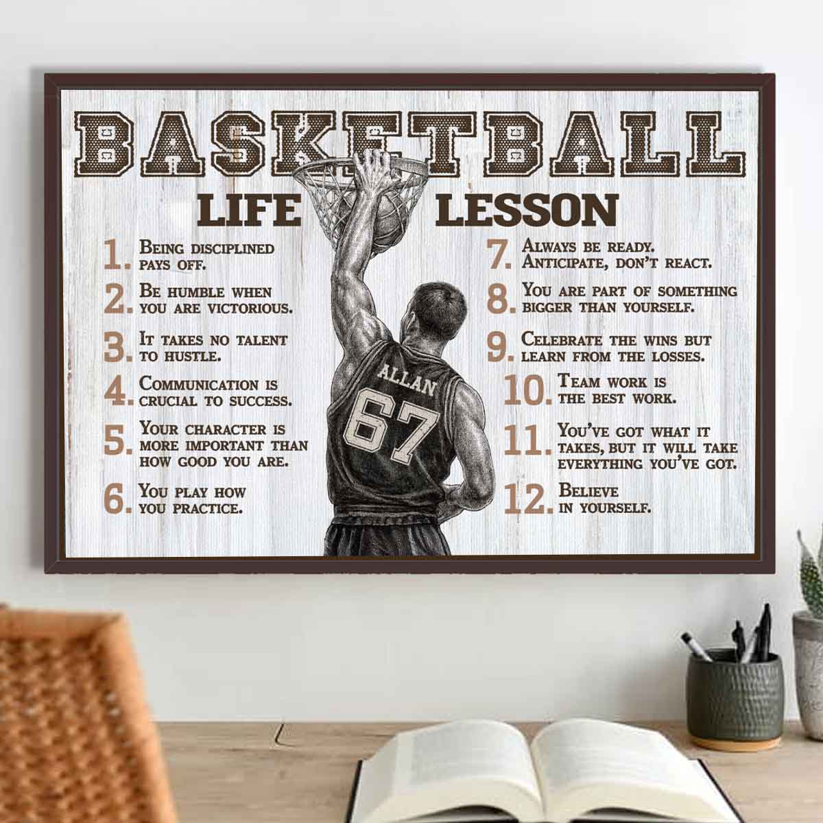 Basketball Life Lessons Personalized Canvas Sports Room