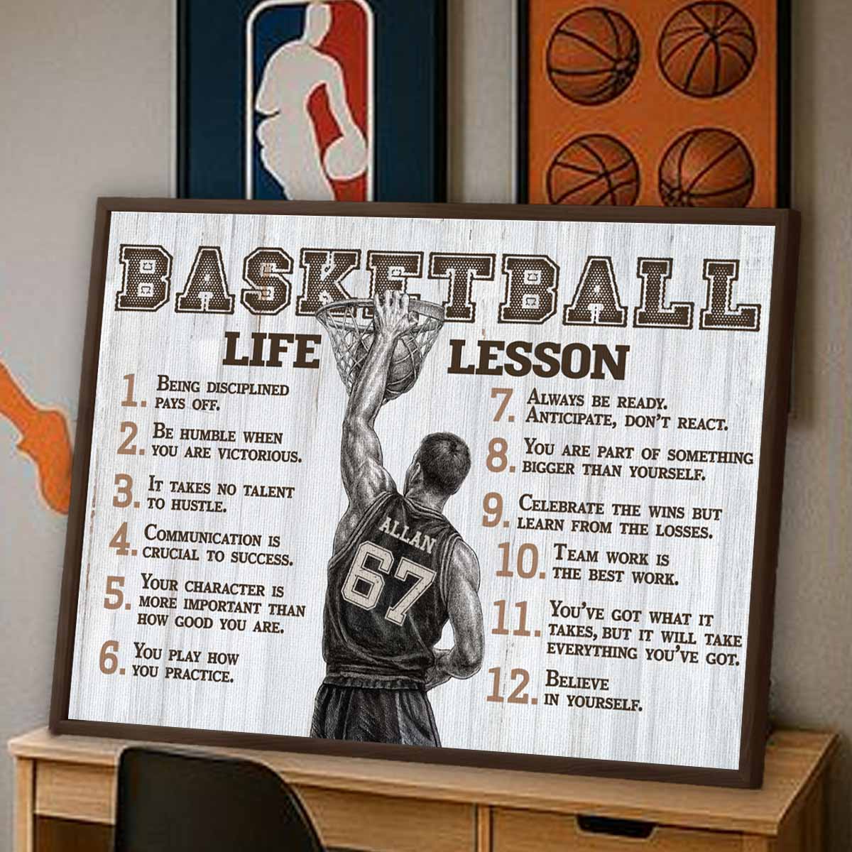 Basketball Life Lessons Personalized Canvas Sports Room