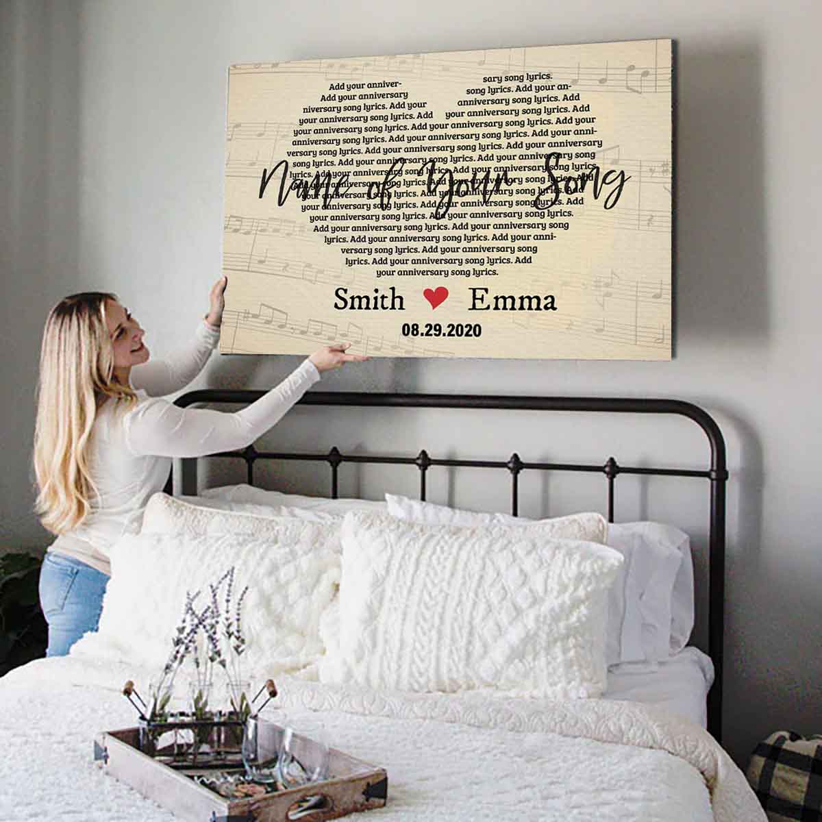 Heart Shaped Song Lyrics On Canvas Custom Wall Art