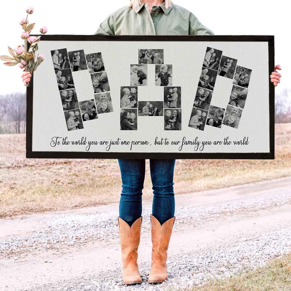 Custom Dad Black and White Photo Collage Canvas