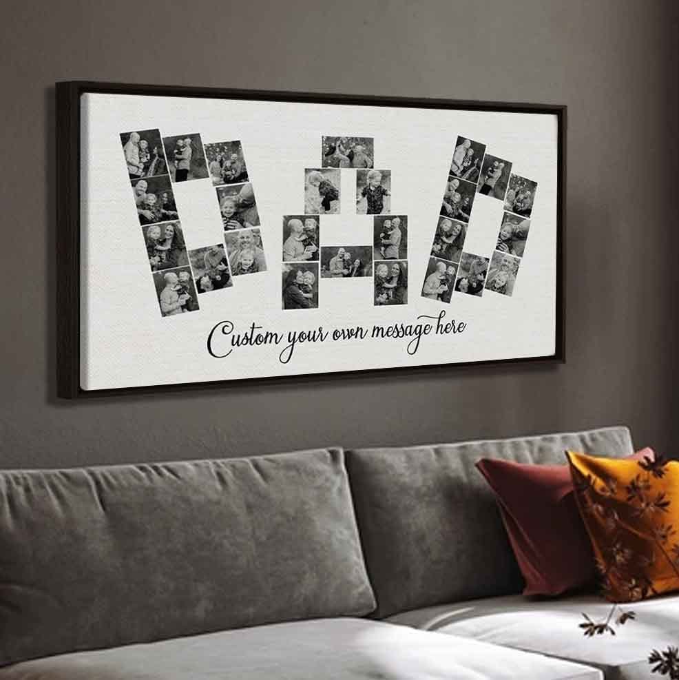 Custom Dad Black and White Photo Collage Canvas