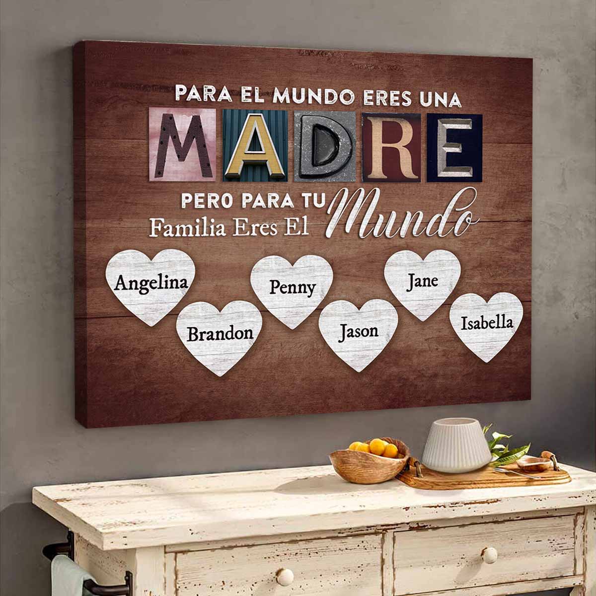 Eres El Mundo Custom Name Canvas