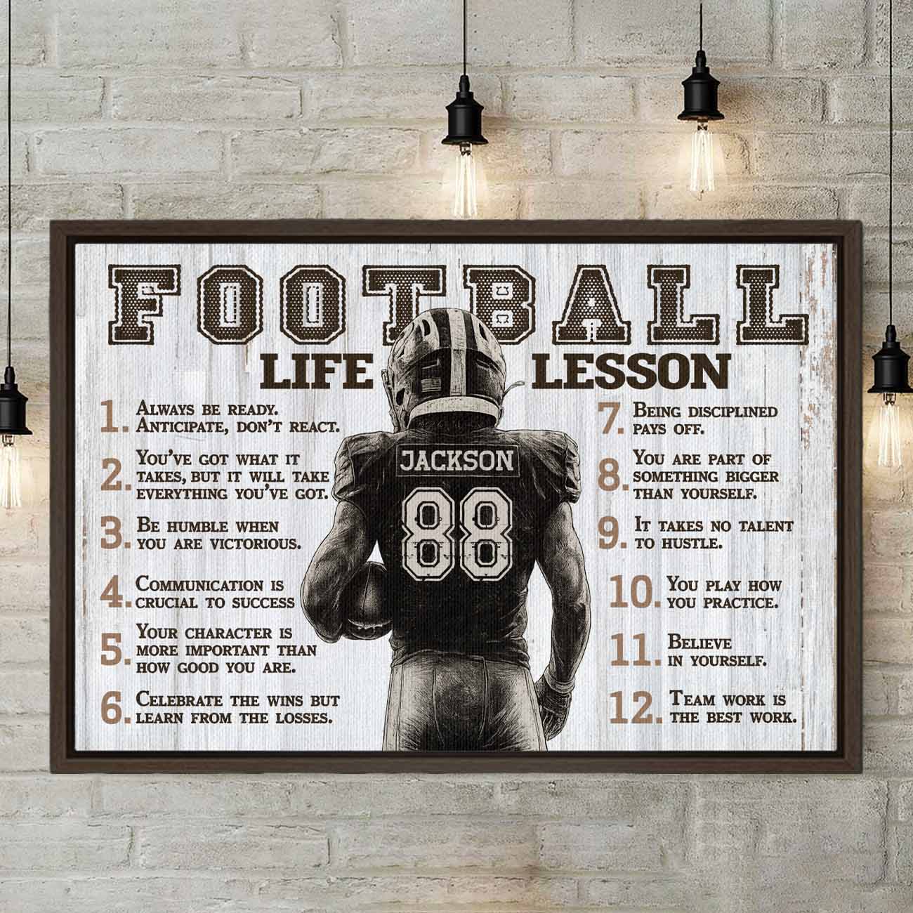 Football Life Lessons Personalized Canvas Sports Room