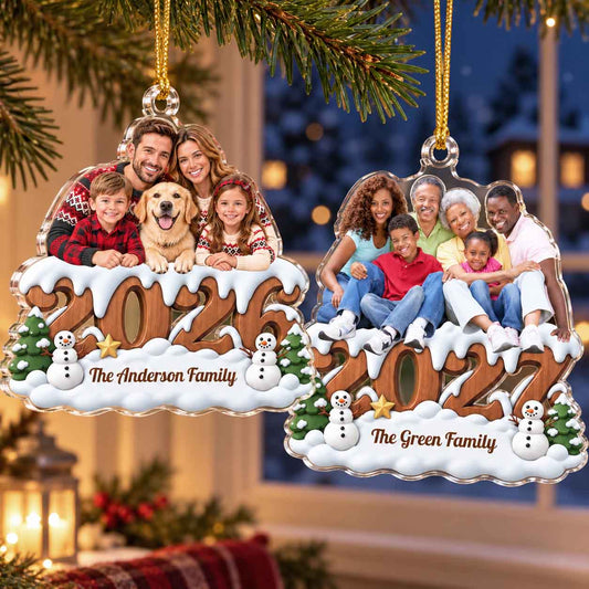 Family Photo Christmas Custom Shaped Acrylic Ornament