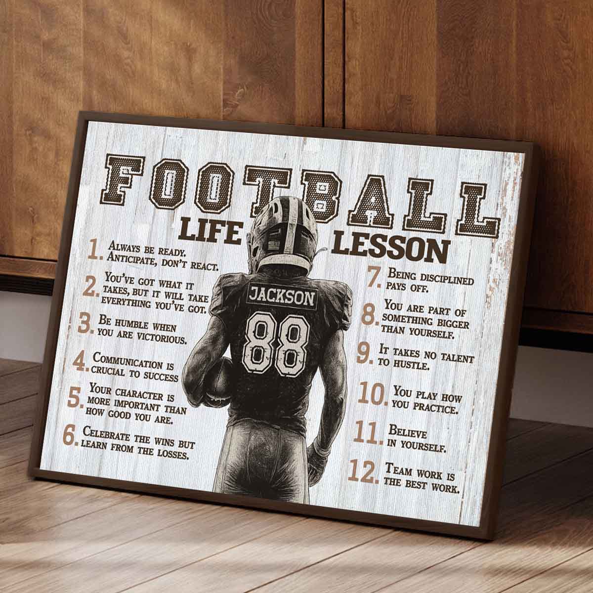 Football Life Lessons Personalized Canvas Sports Room