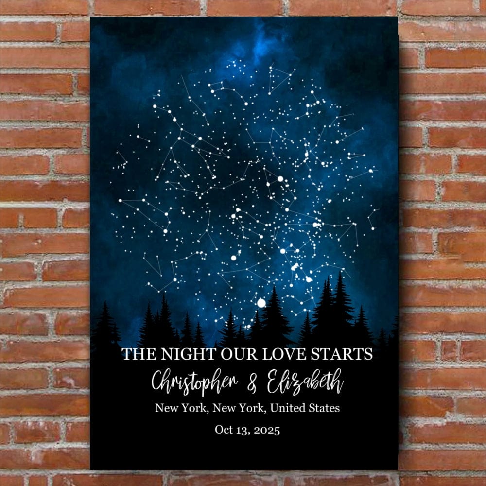 Our Starry Night Custom Star Map Premium Canvas