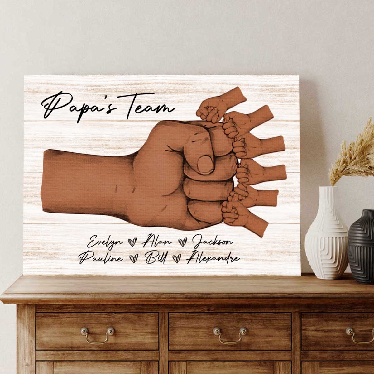 Custom Daddy's Team Fist Bump Premium Canvas Gift