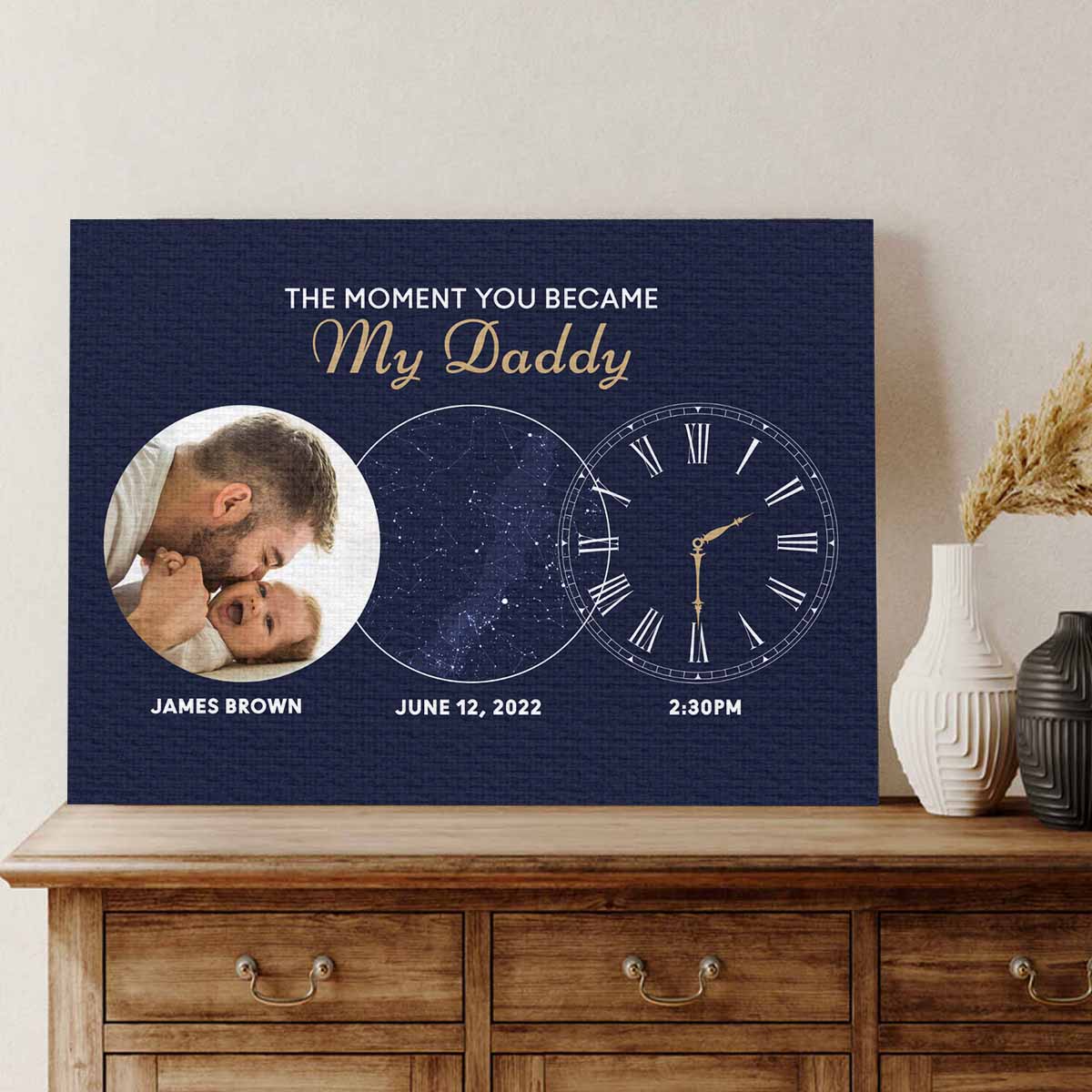 The Moment You Became My Daddy | Custom Star Map Canvas
