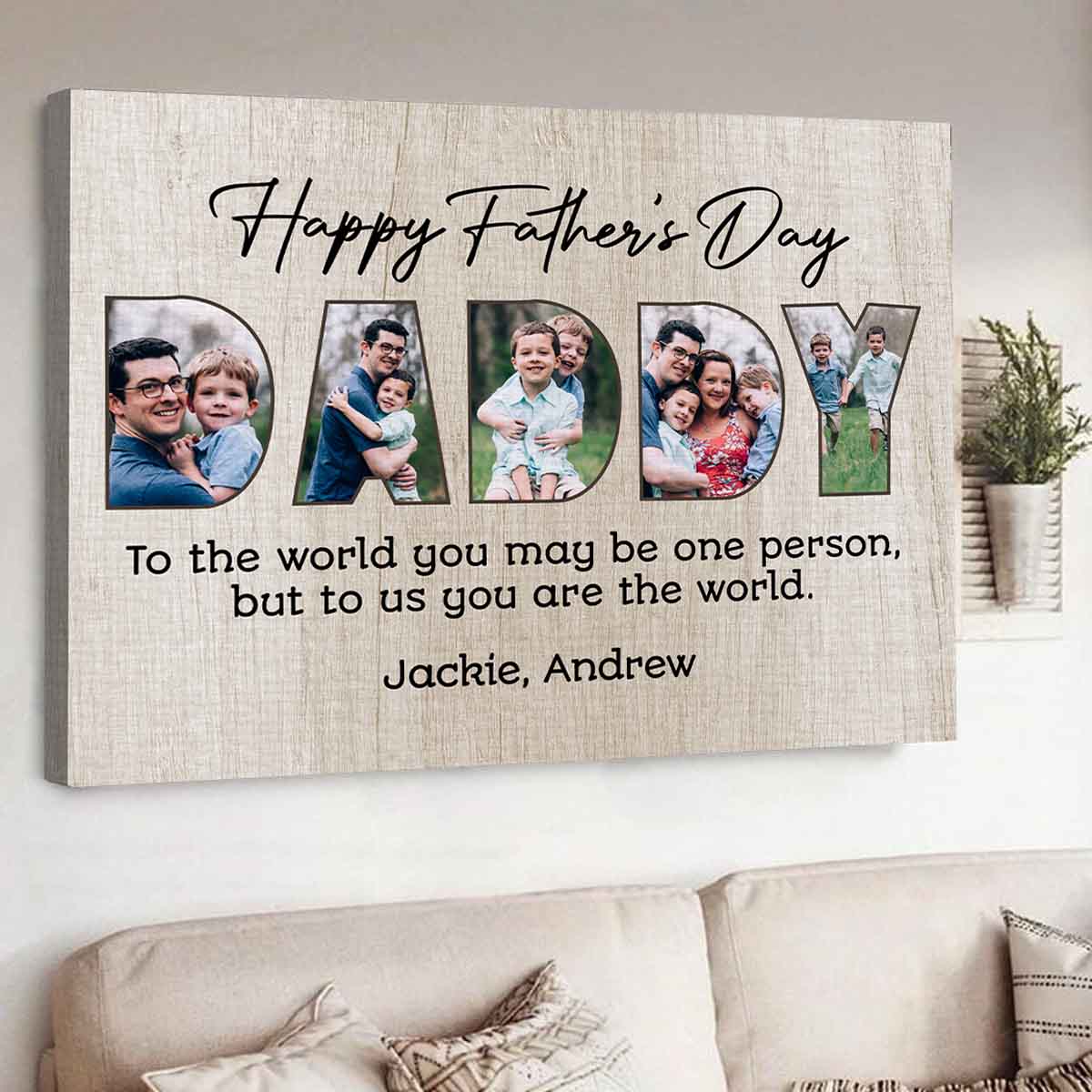 Happy Father's Day Daddy Custom Photo Canvas