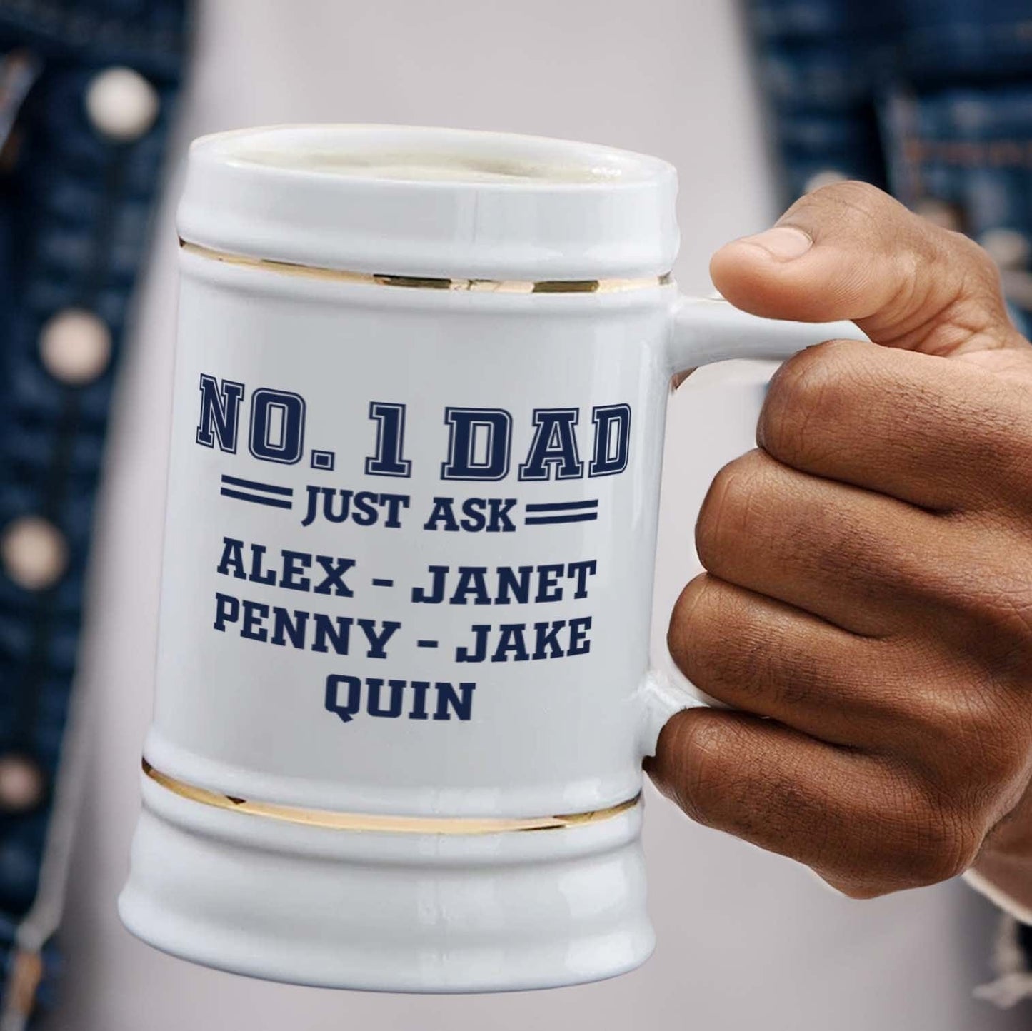 Dear Dad Great Job Custom Name Beer Stein Gift for Dad