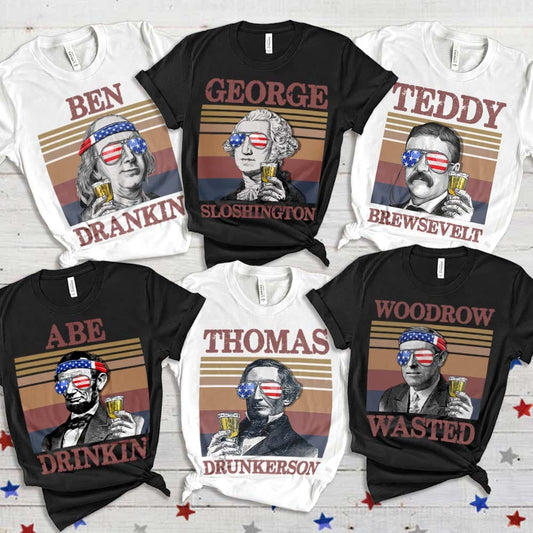 4th Of July Drinking Presidents Matching Shirt