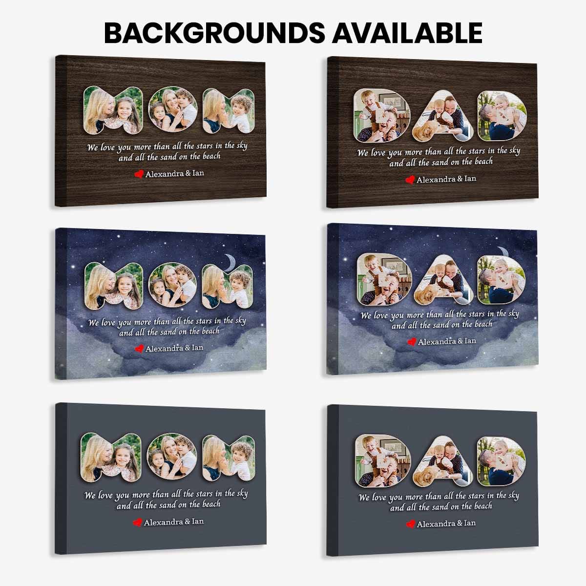 We Love You Custom Photo Canvas for Mom Dad