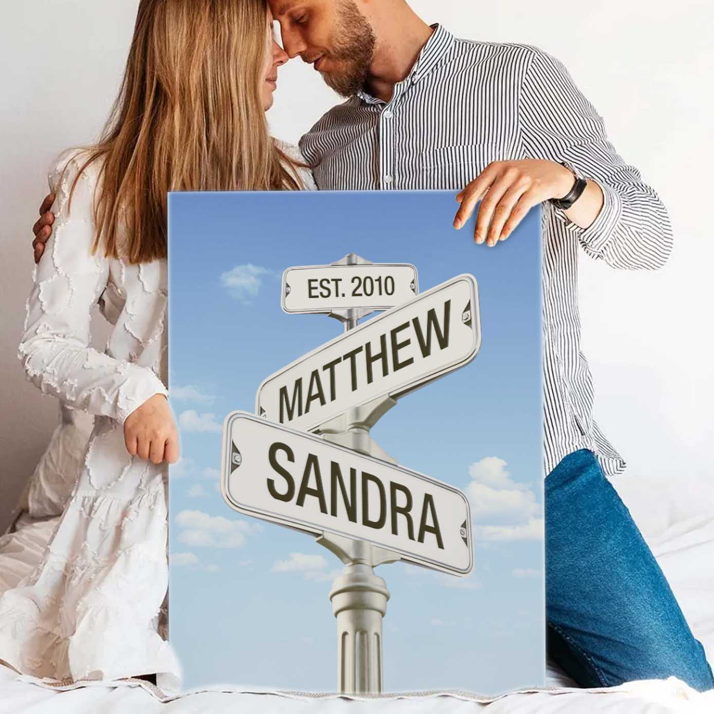 Intersection of Love | Custom Anniversary Couple Canvas