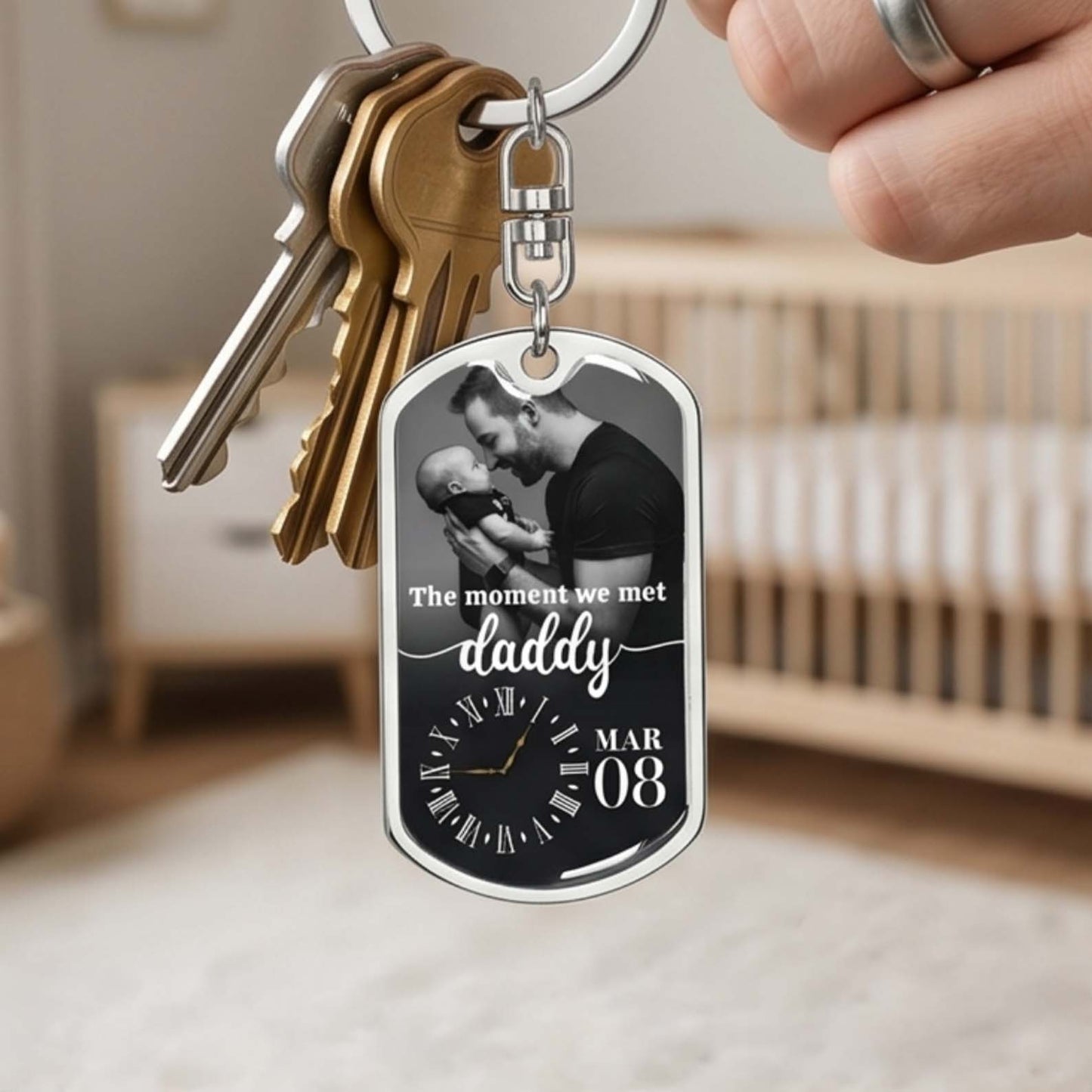 The Moment We Met Custom Keychain For New Dad Grandpa
