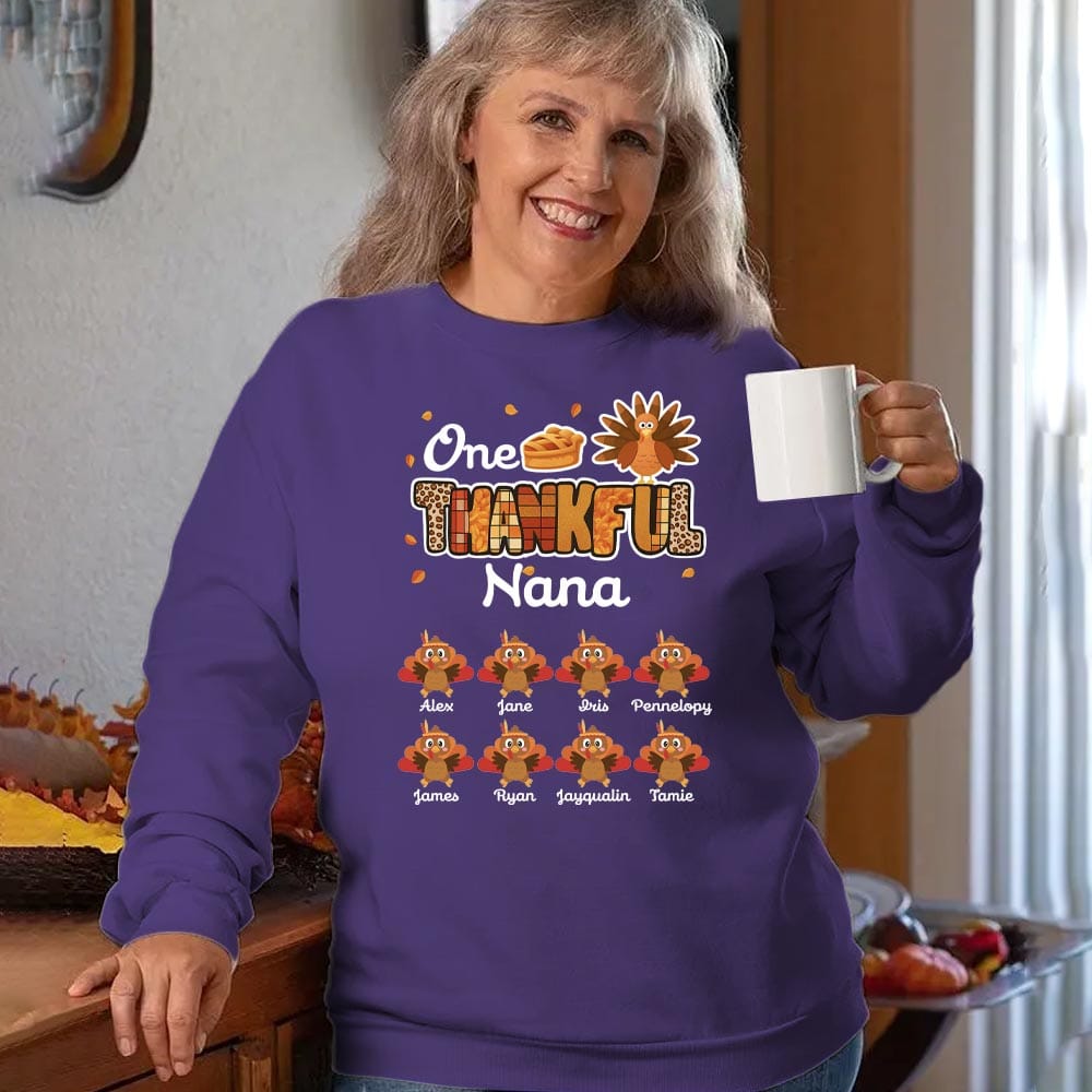 One Thankful Grandma Little Turkeys Personalized Sweatshirt