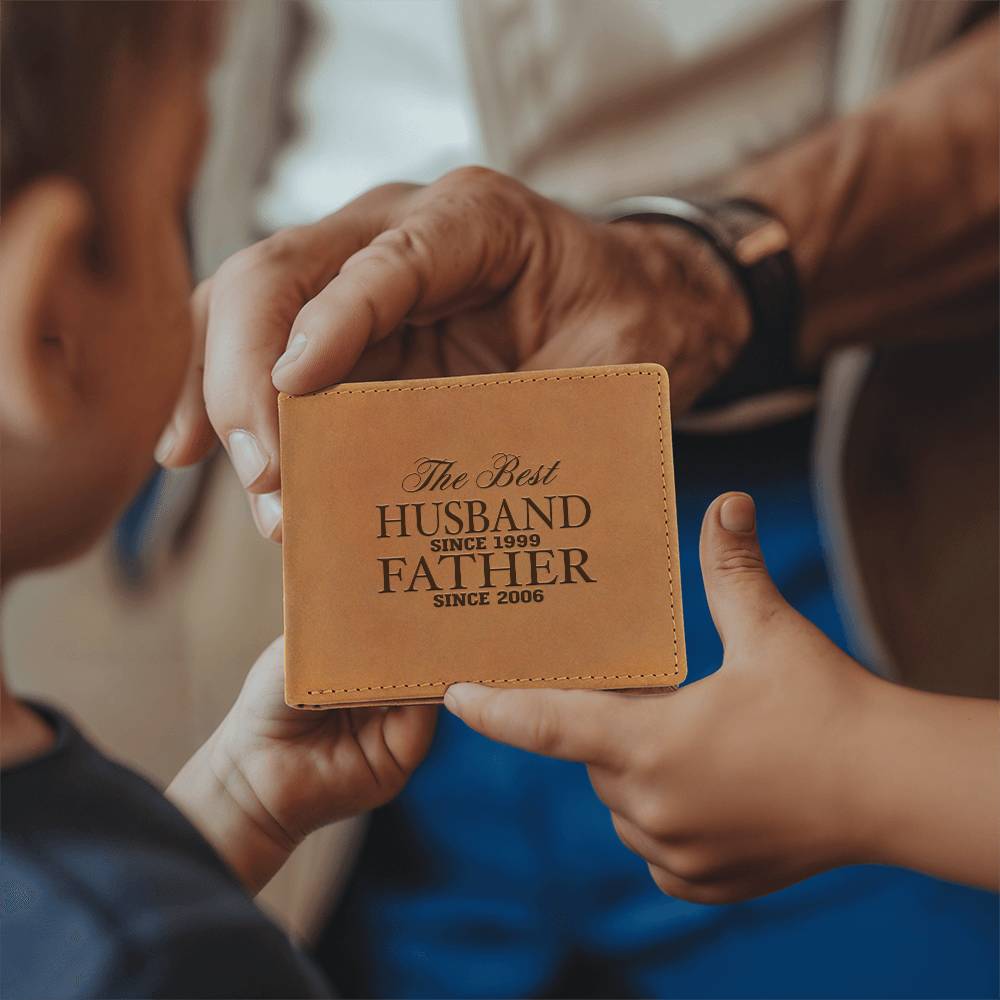 The Best Husband Father Grandpa Personalized Leather Wallet