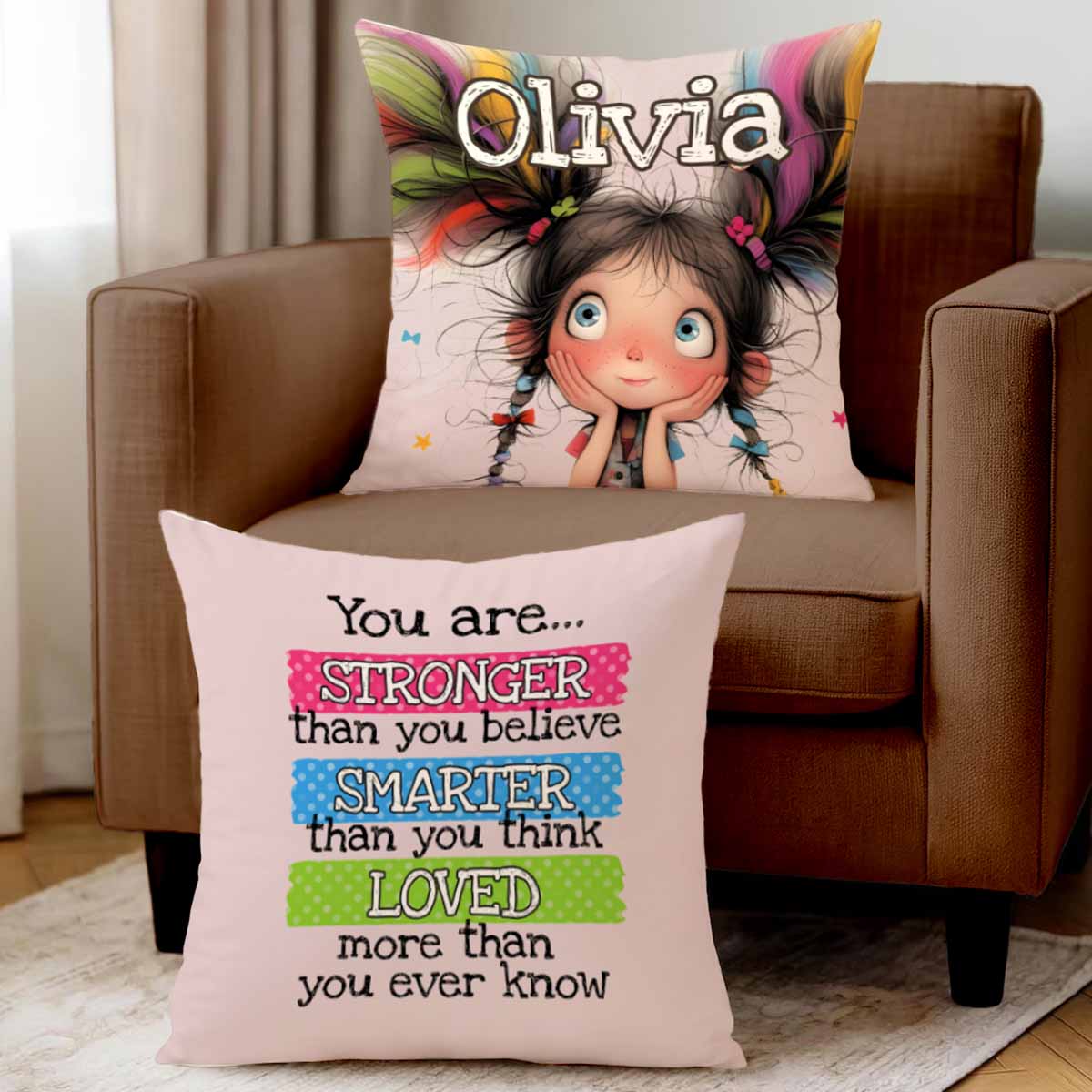Custom Quirky Girl Throw Pillow For Daughter Granddaughter (Insert Included)