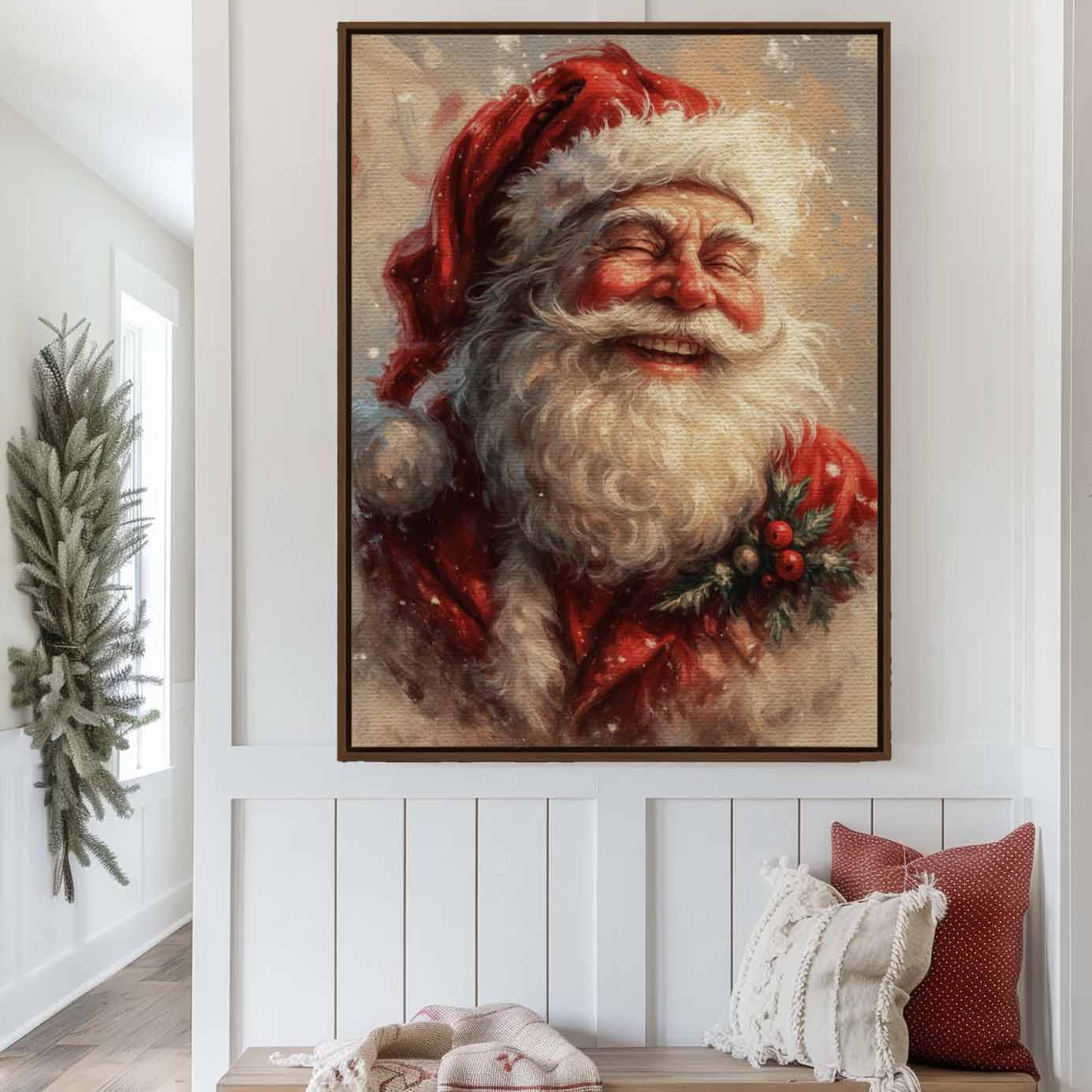Vintage Santa Canvas Christmas Wall Art