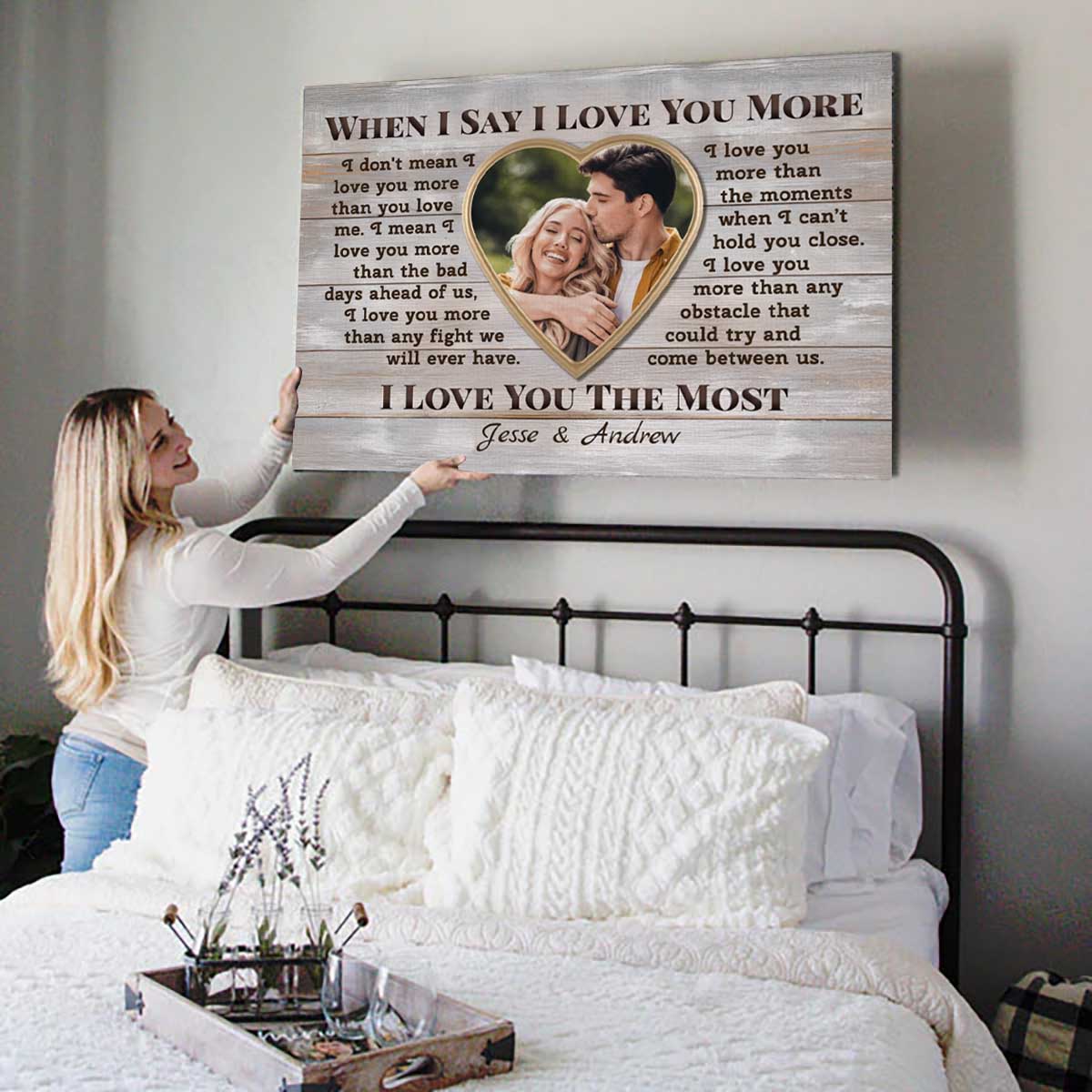 When I Say I Love You More Custom Couple Canvas