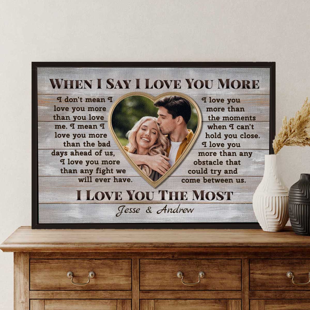 When I Say I Love You More Custom Couple Canvas