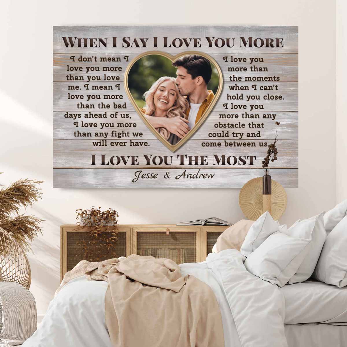 When I Say I Love You More Custom Couple Canvas