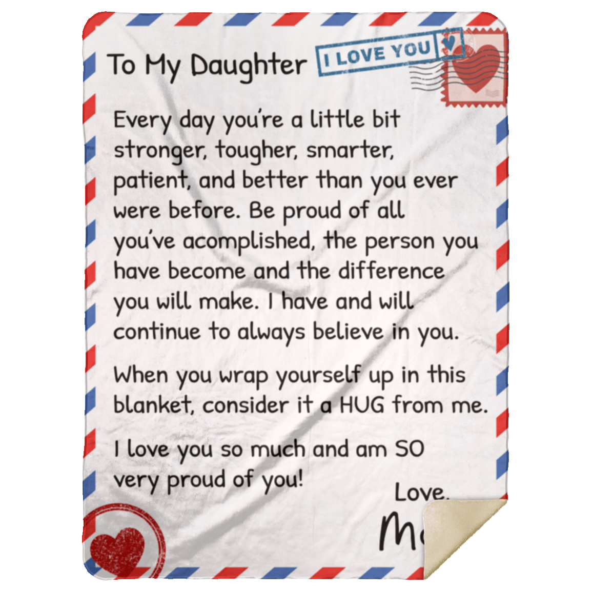 To My Daughter | Premium Mink Sherpa Letter Blanket