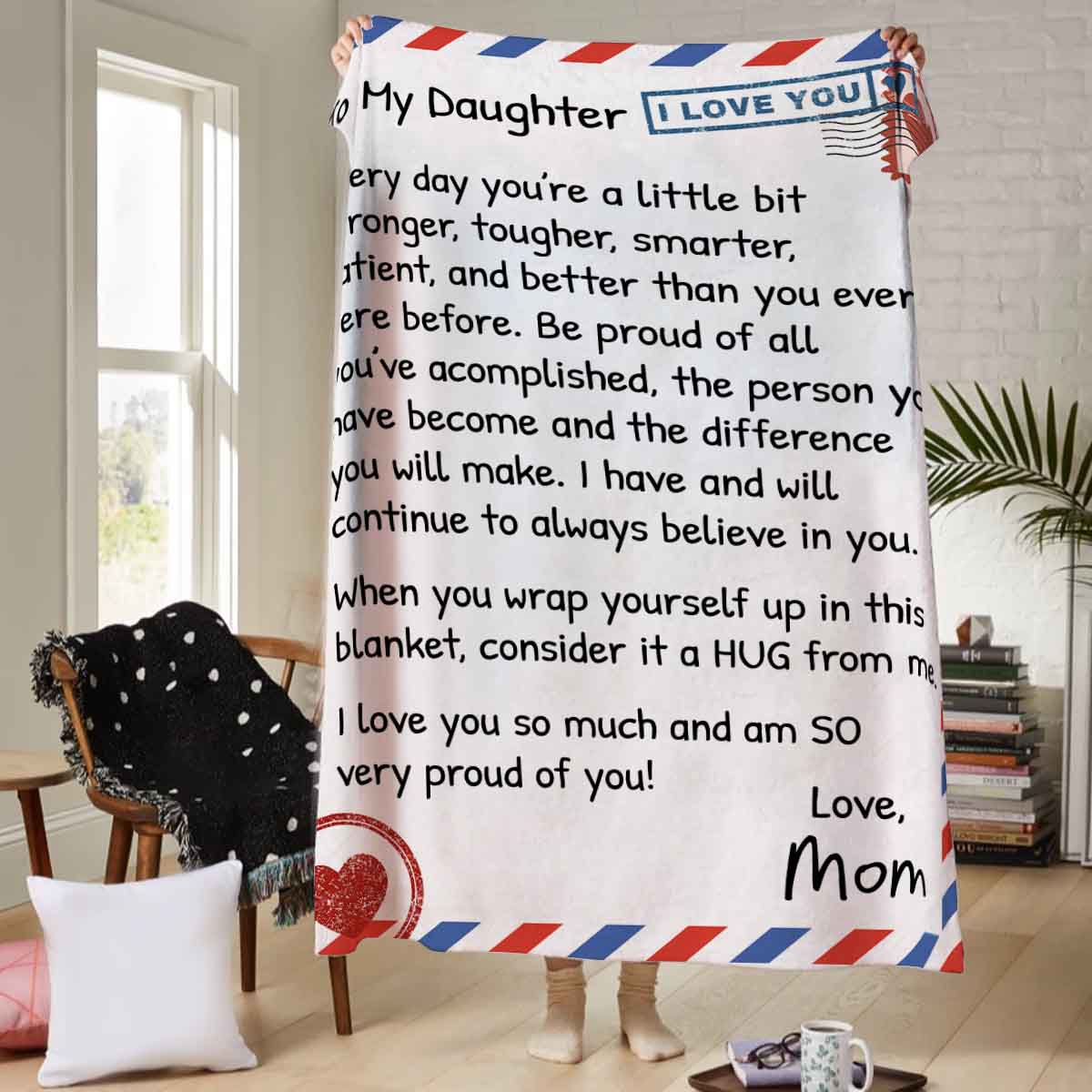To My Daughter | Premium Mink Sherpa Letter Blanket