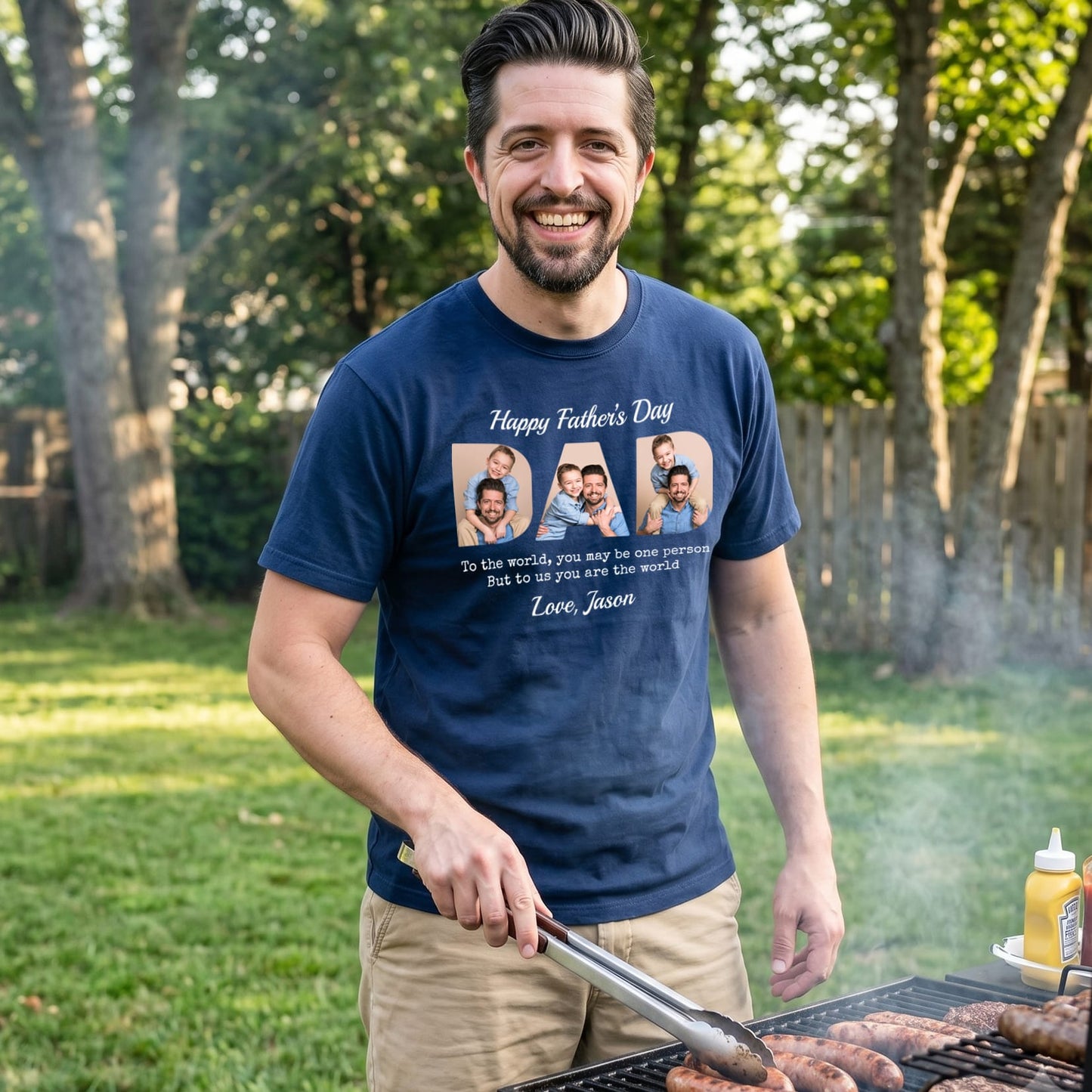 Custom Dad Heavyweight Shirt With Photos