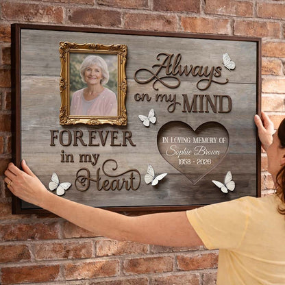 Always In My Heart Memorial Personalized Canvas