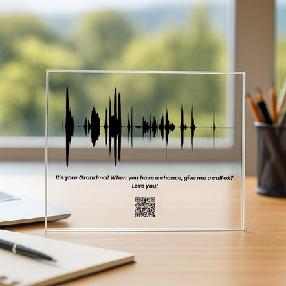 Custom Acrylic Block Sound Wave Art with Playable QR Code